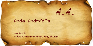 Anda András névjegykártya